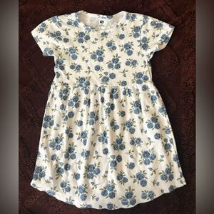 Girls' Blue Floral Short Sleeve Dress 5T